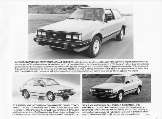 1985 Subaru GL Hatchbacks Press Photo 0056