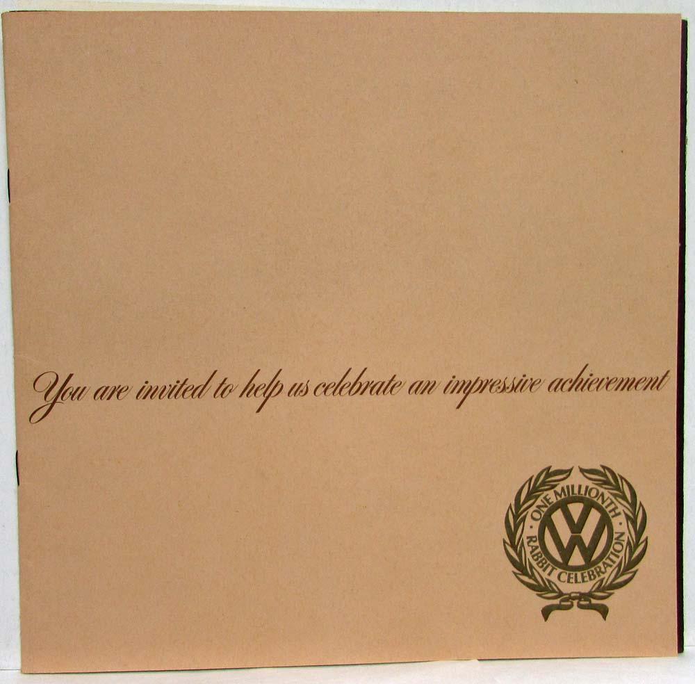 1977 Volkswagen VW Champagne Edition Models - 1 Millionth Rabbit Sales Brochure