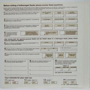 1977 Volkswagen VW Champagne Edition Models - 1 Millionth Rabbit Sales Brochure
