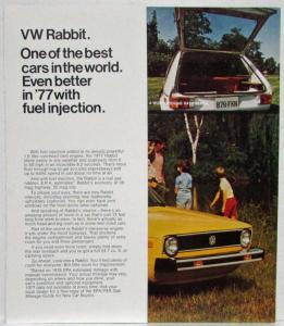 1977 Volkswagen VW Rabbit Folding Spec Sheet