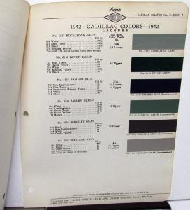 1942 Cadillac Paint Chips By Acme Auto Finishes Leaflets Original Colors