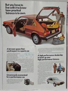 1978 Volkswagen VW Scirocco Goes as Good as It Looks Sales Folder/Poster