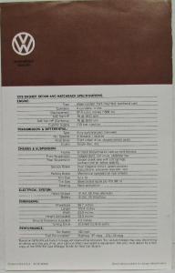1978 Volkswagen VW Dasher Sedan and Hatchback Sales Brochure