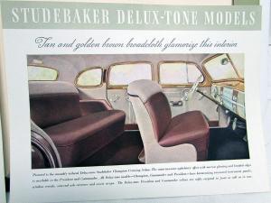 1940 Studebaker President Commander Champion Delux-Tone Sales Brochure Portfolio