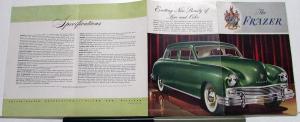 1948 1949 Frazer 6 Cylinder Car Sales Folder Brochure Original