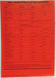 1980 Volkswagen VW Jetta Sales Brochure - French Text