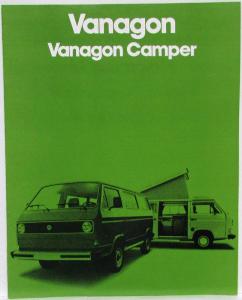 1980 Volkswagen VW Vanagon and Camper Sales Brochure