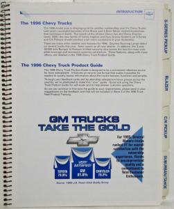 1996 Chevrolet Dealer Truck Product Guide Reference Data Book