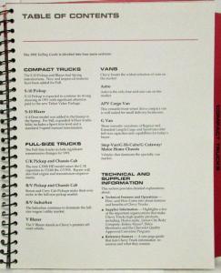 1991 Chevrolet Dealer Truck Product Selling Guide Reference Data Book