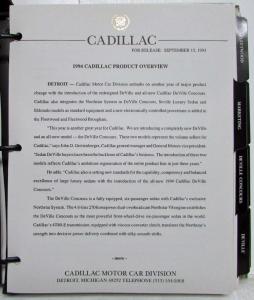 1994 Cadillac New Models Press Kit Large Editors Edition Media Eldorado Seville