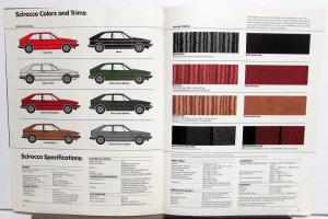 1981 Volkswagen VW Scirocco Sales Brochure