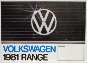 1981 Volkswagen VW Range Sales Folder/Poster Golf Scirocco Polo - UK Market