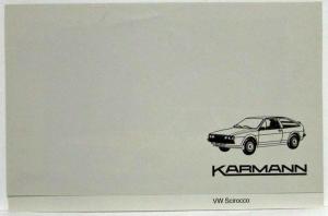 1982 Volkswagen VW Scirocco by Karmann Multi-Language Spec Sheet Folder