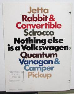 1982 Volkswagen VW Rabbit Sales Brochure