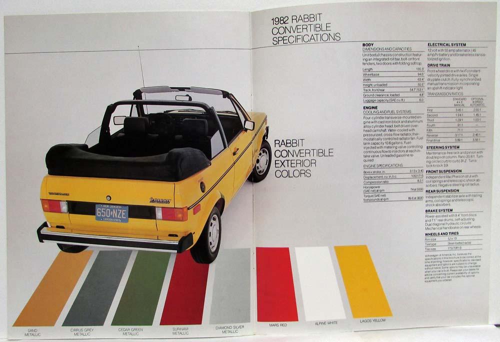 1982 Volkswagen VW Rabbit Convertible Sales Brochure