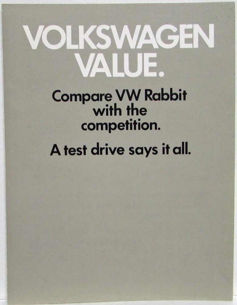 1982 Volkswagen Value Compare VW Rabbit to Competition Sales Folder