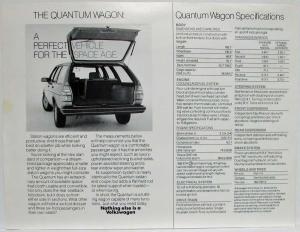 1982 Volkswagen VW Quantum Wagon Spec Sheet