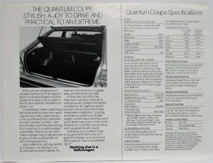 1982 Volkswagen VW Quantum Coupe Spec Sheet