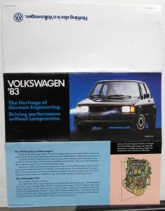 1983 Volkswagen VW Full Line Sales Folder Mailer GTI Scirocco Rabbit