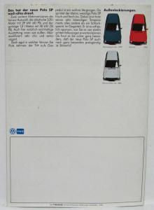 1984 Volkswagen VW Polo SP Sales Brochure - German Text