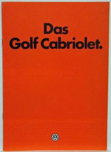 1984 Volkswagen VW Golf Cabriolet Sales Brochure - German Text