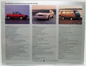 1985 Volkswagen VW Wolfsburg Limited Edition Cars Sales Tri-Fold