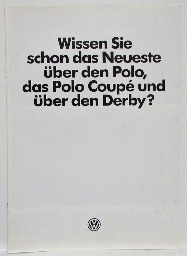 1985 Volkswagen VW Polo Coupe & Derby Sales Brochure - German Text