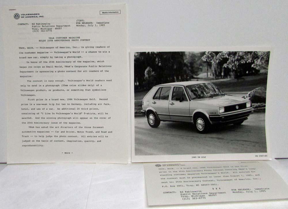 1985-1986 Volkswagen VW Golf Press Photo and Releases