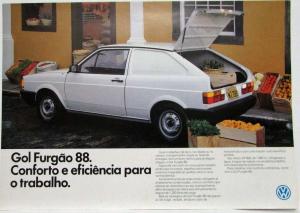 1988 Volkswagen VW Gol Van Spec Sheet - Portuguese Text