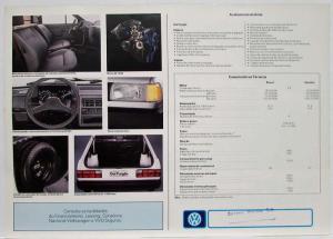 1991 VW Volkswagen Gol Van Spec Sheet - Portuguese Text