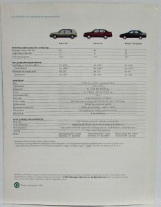 1995 Volkswagen VW TDI Models Sales Tri-Fold Brochure Golf Jetta Passat