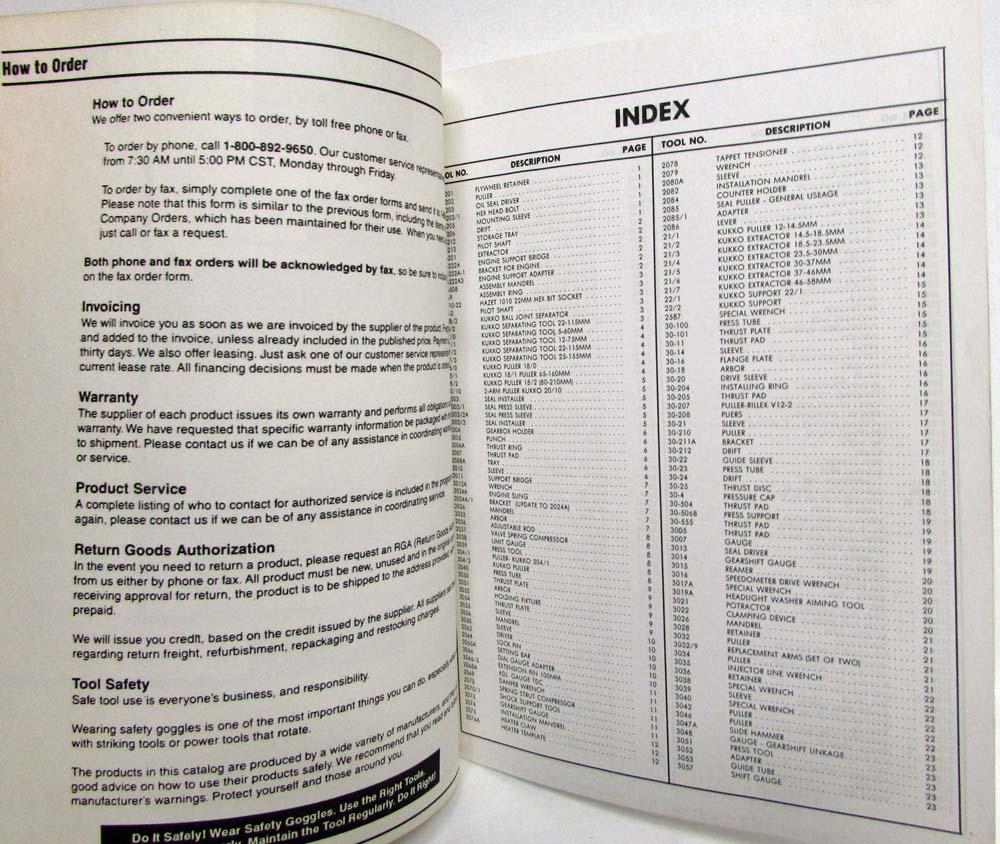 1996 Volkswagen VW Audi Special Tools Catalog