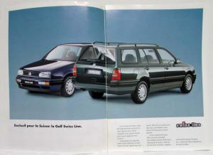 1997 Volkswagen VW Golf Swiss Line Sales Brochure - French Text for Swiss Market