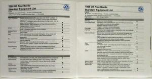 1998 Volkswagen VW New Beetle Launch Sales Brochure