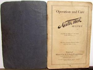 1922 National Sextet Series BB Operation Care Owners Manual Parts List