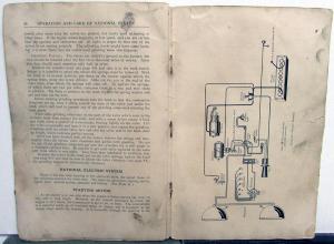 1922 National Sextet Series BB Operation Care Owners Manual Parts List