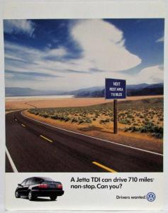 1998 Volkswagen VW Jetta TDI Can Drive 710 Miles Non-Stop Sales Sheet
