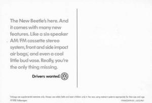 1998 Volkswagen VW New Beetle Wish You Were Here Dealer Postcard