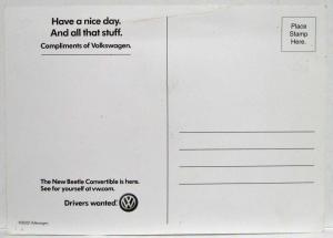 2002 Volkswagen VW New Beetle Smile Dealer Postcard