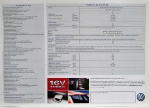 2003 Volkswagen VW Gol Turbo 1.0 16V Spec Sheet - Portuguese Text