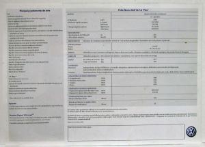 2003 Volkswagen VW Golf 1.6 and 1.6 Plus Spec Sheet - Portuguese Text