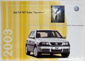 2003 Volkswagen VW Gol 1.0 16V Turbo Sportline Spec Sheet - Portuguese Text