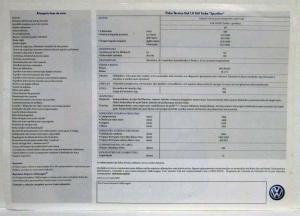 2003 Volkswagen VW Gol 1.0 16V Turbo Sportline Spec Sheet - Portuguese Text