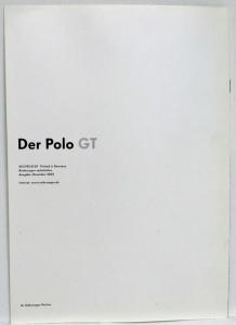 2004 Volkswagen VW Polo GT Sales Brochure - German Text