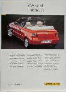 2000-2005 Volkswagen VW Golf Cabriolet by Karmann Sales Sheet - Multi-Language