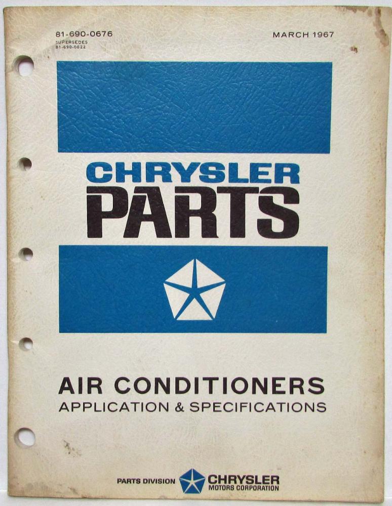 1964-1967 Chrysler Parts Air Conditioners Application & Specifications - A/C
