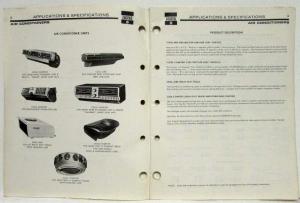 1964-1967 Chrysler Parts Air Conditioners Application & Specifications - A/C