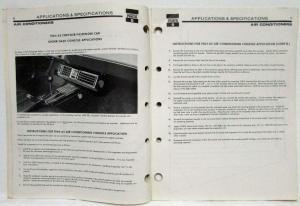 1964-1967 Chrysler Parts Air Conditioners Application & Specifications - A/C