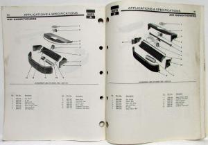 1964-1967 Chrysler Parts Air Conditioners Application & Specifications - A/C