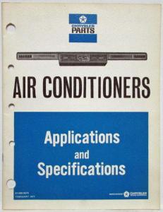 1967-1971 Chrysler Parts Air Conditioners Application & Specifications - A/C